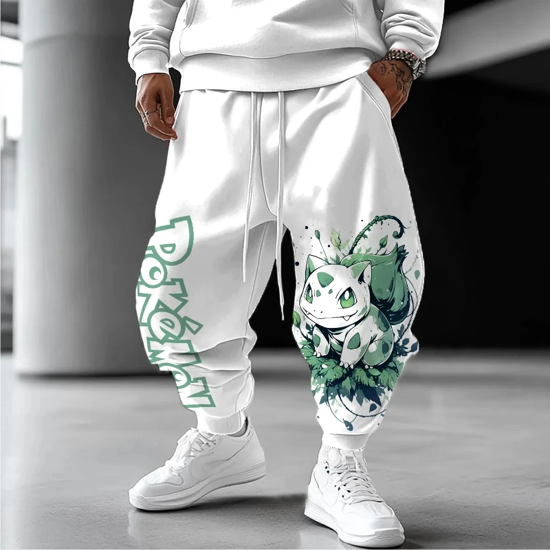 

Pokémon Anime Bulbasaur Printed Sweetpants 2025 Autumn/Winter Men's New Harajuku Plus Size Loose Casual Cotton Tapped Pants
