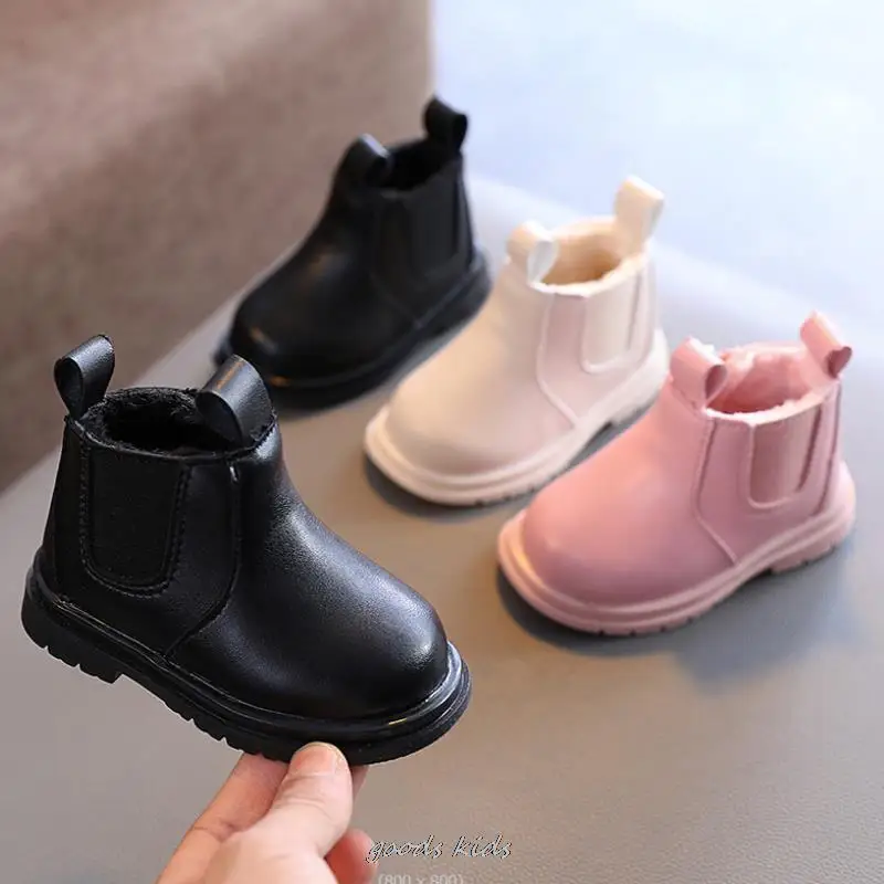 Autumn Winter Fashion Snow Boots For Kids Children\'s Rubber Boots For Toddler Boys Girls Toddlers Warm Cotton Plush Fur 15-19