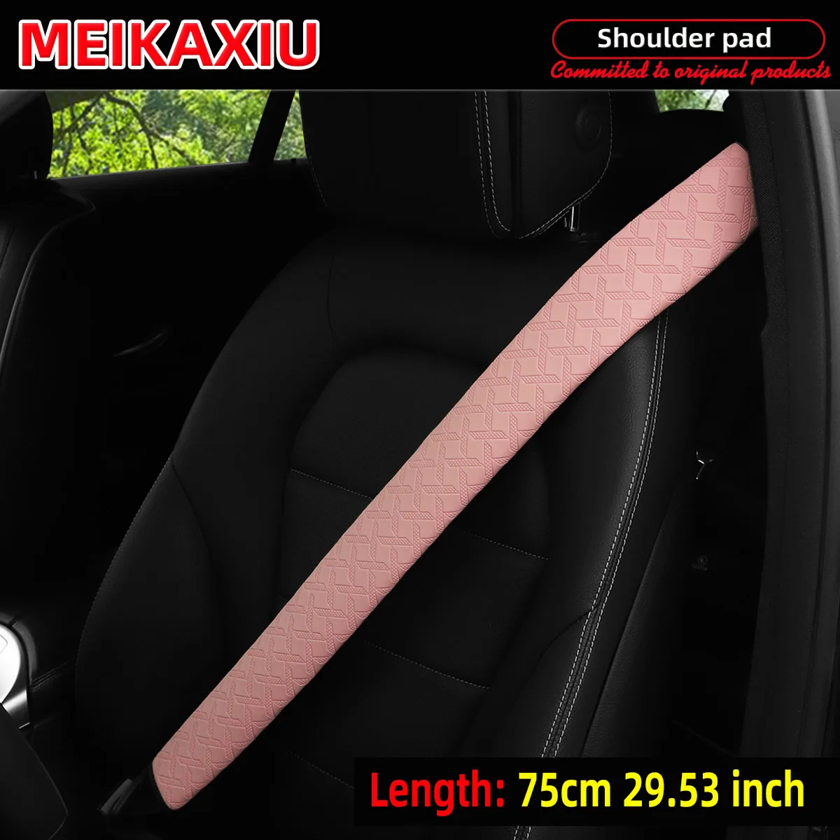 75 cm PU-Leder im langen Stil, Auto-Schulterschutz, geprägte Sicherheitsgurt-Dekoration, 29,53 Zoll, Autozubehör – Detail 5
