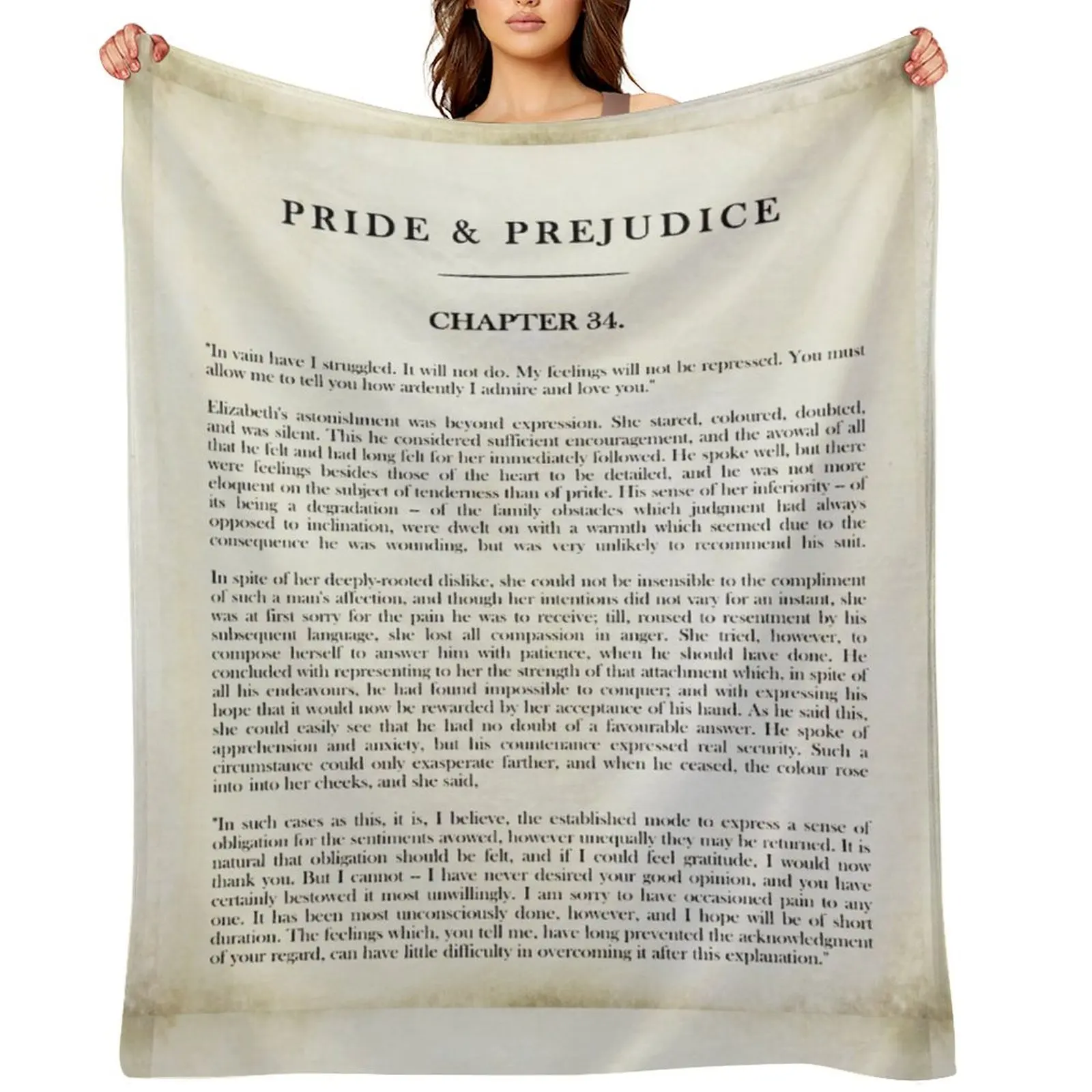 

Pride & Prejudice by Jane Austen - Mr. Darcy: how ardently I admire and love you. - vintage book page Throw Blanket