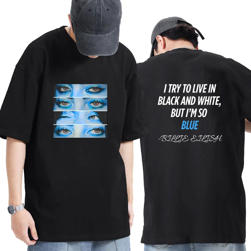 

Billie tee Blue Eyes Hit Me Hard and Soft printed T Shirt Men Women Summer Cotton short sleeve T-shirts Summer Unisex tops