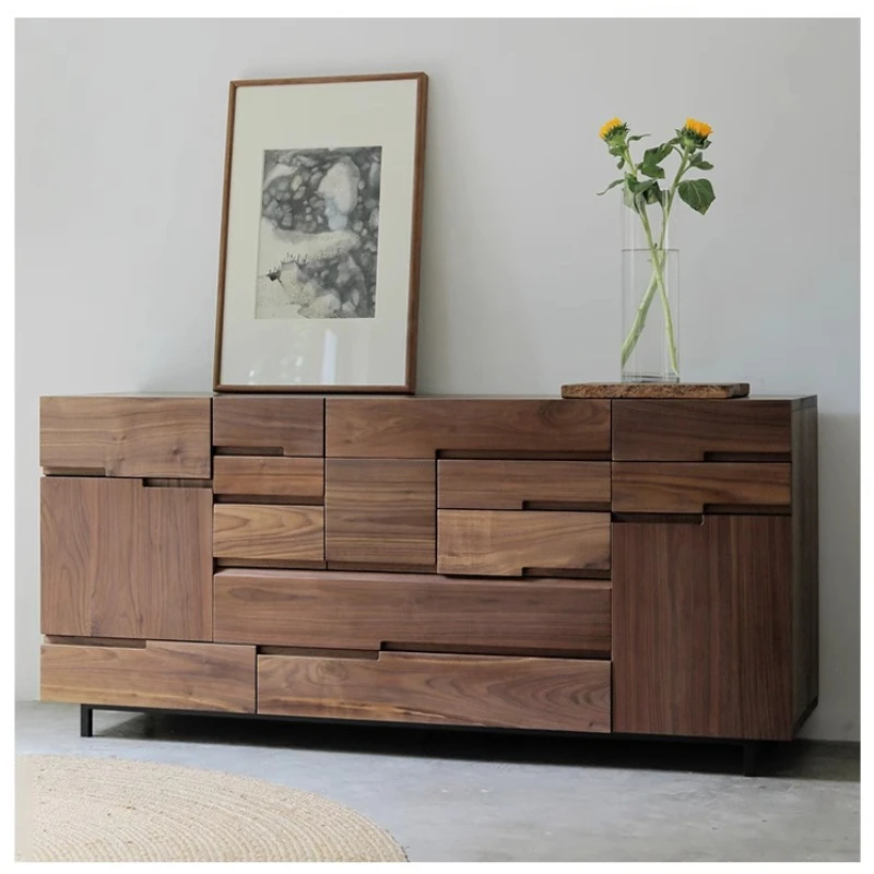 

Black walnut multi-chest TV cabinet living room Nordic chest cabinet door set-top box upturn door original