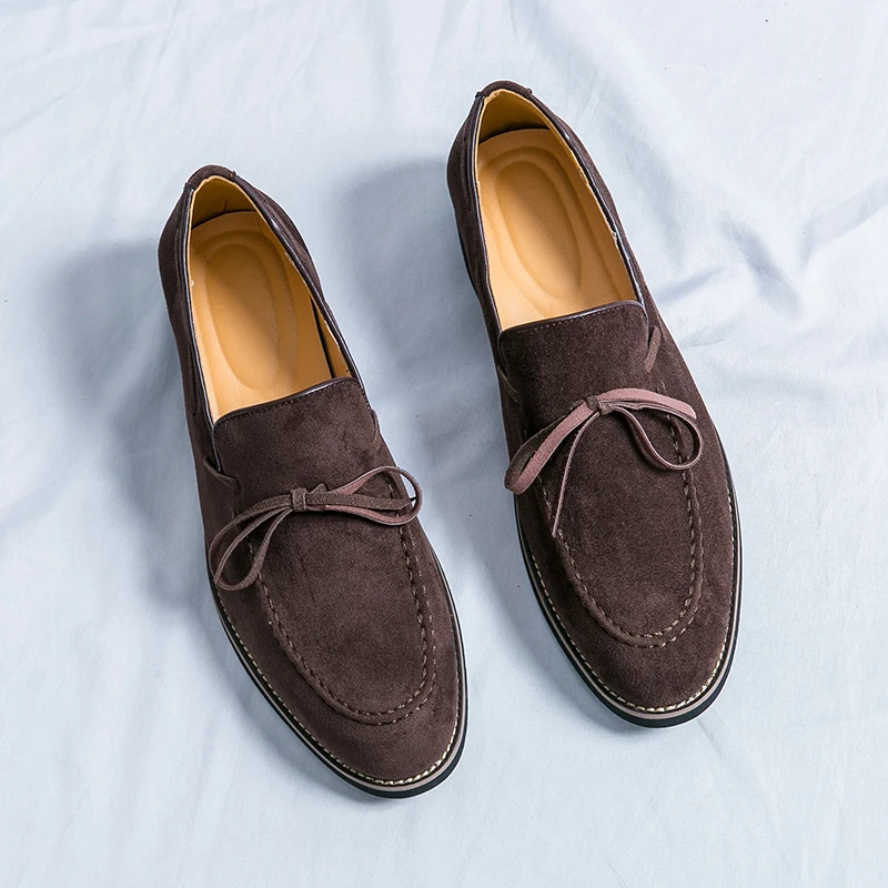 

Spring new business loafers men's British style suede leather shoes Korean version slip-on small leather shoes