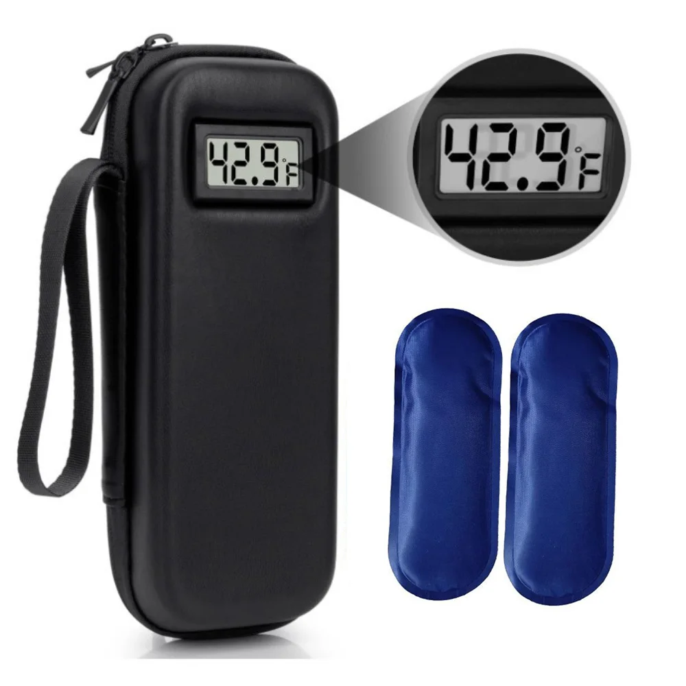 Waterproof Insulin Cooler Travel Case Reusable Medication Pen Diabetic Supplies Organizer for Trip and Daily With Thermometer