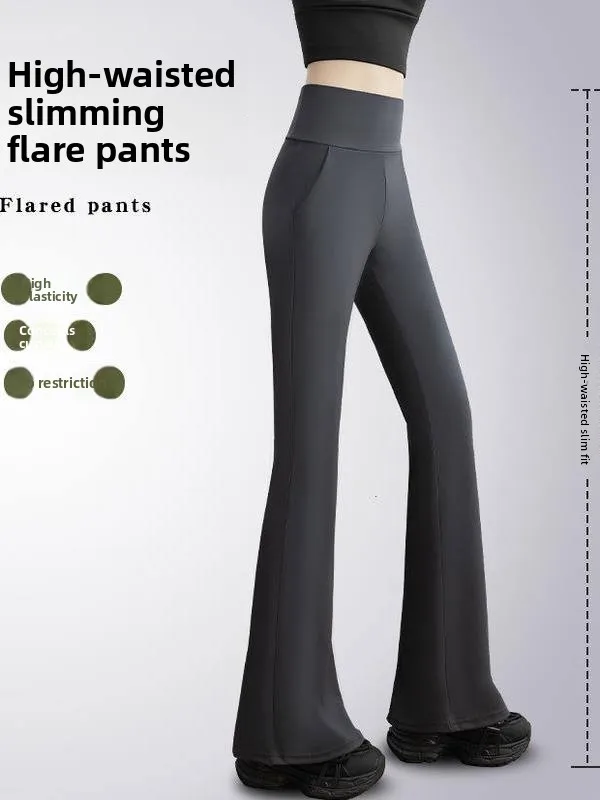 

High Waist Bell Bot Yoga Pants Slimming Spring Autumn New Sle Barbi Tight Elastic Butt Lifting Casual Pants