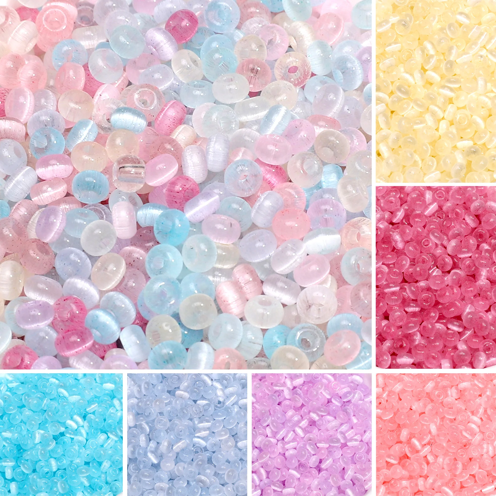 90-180Pcs Colorful Glass Rice Beads Cat Eye Beads Loose Spacer Beads for Handmad DIY Jewelry Making Bracelet Necklace Accessorie image 3