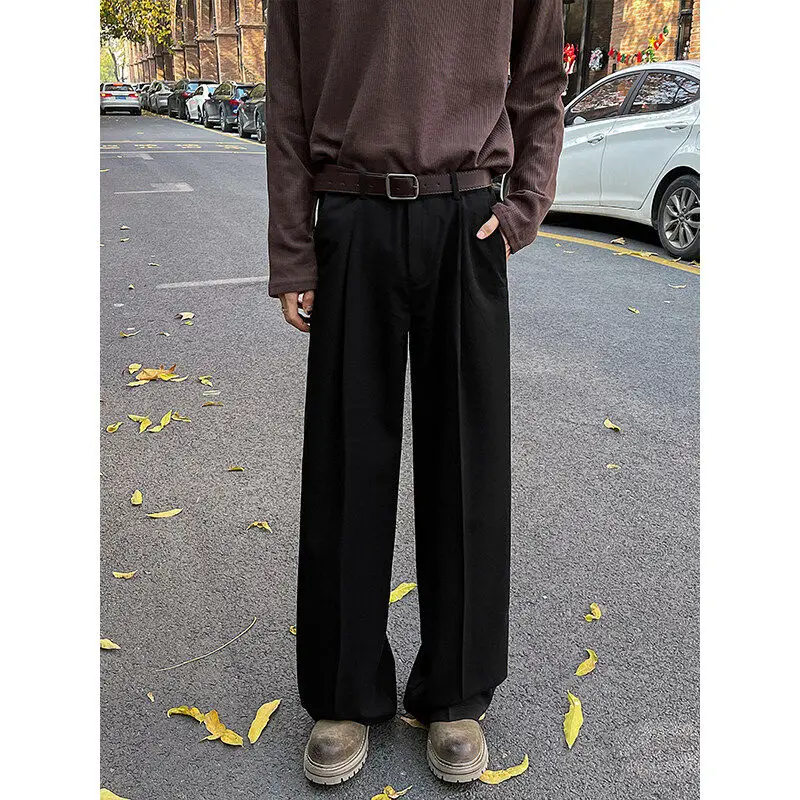 กางเกงสูทผู้ชายทรงหลวมสไตล์อเมริกัน แบรนด์ Bla Cleanfit ทรงขากว้าง ผ้าพลิ้ว ให้ความรู้สึกหรูหรา ทรงตรง