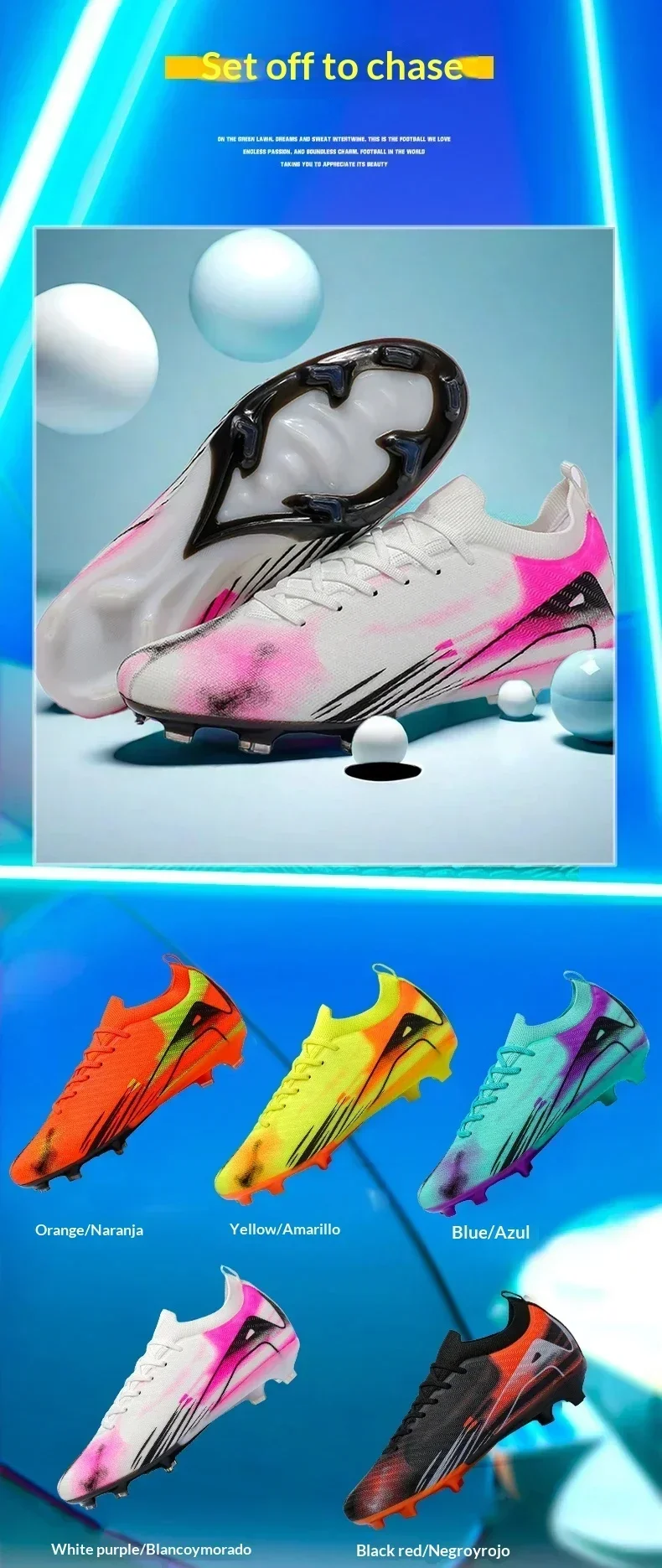 Neue Herren-Fußballschuhe Rutschfeste Ultraleichte Trainingsschuhe Lange Stollen Fußballstiefel Outdoor-Sportschuhe FG Match Sneakers – Detail 4