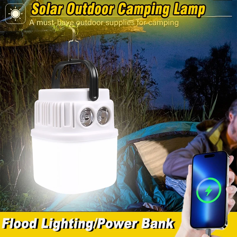 Bola Lampu Berkemah LED Tenaga Surya, Lampu Gantung Luar Ruangan Portabel Lentera Isi Ulang, Lampu Darurat Senter untuk Mendaki Luar Ruangan