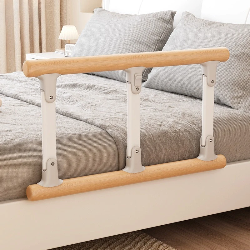 Solid Wood Tool-Free Bed Rail Foldable Lift Assist Safety Bedrail for Elderly & Limited Mobility People Prevention Bed Handle
