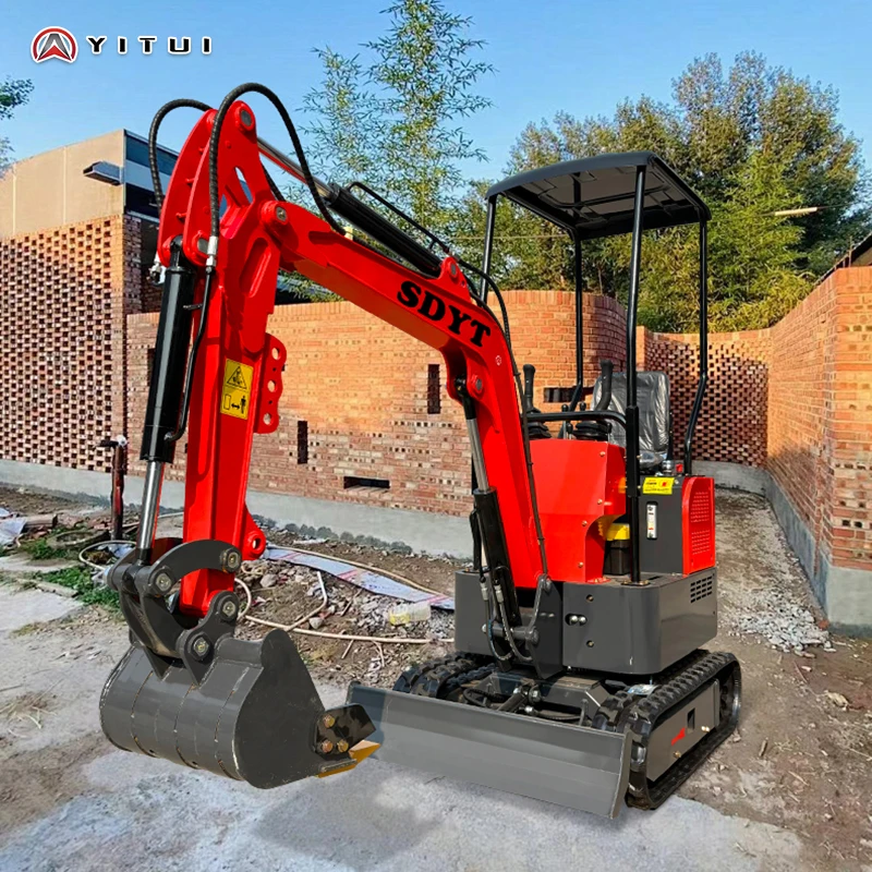 Reliable CE EU5 Customized Mini Excavator 1 Ton Hydraulic Crawler With Auger Breaker Ripper For Farm  Yard Backyard Farm