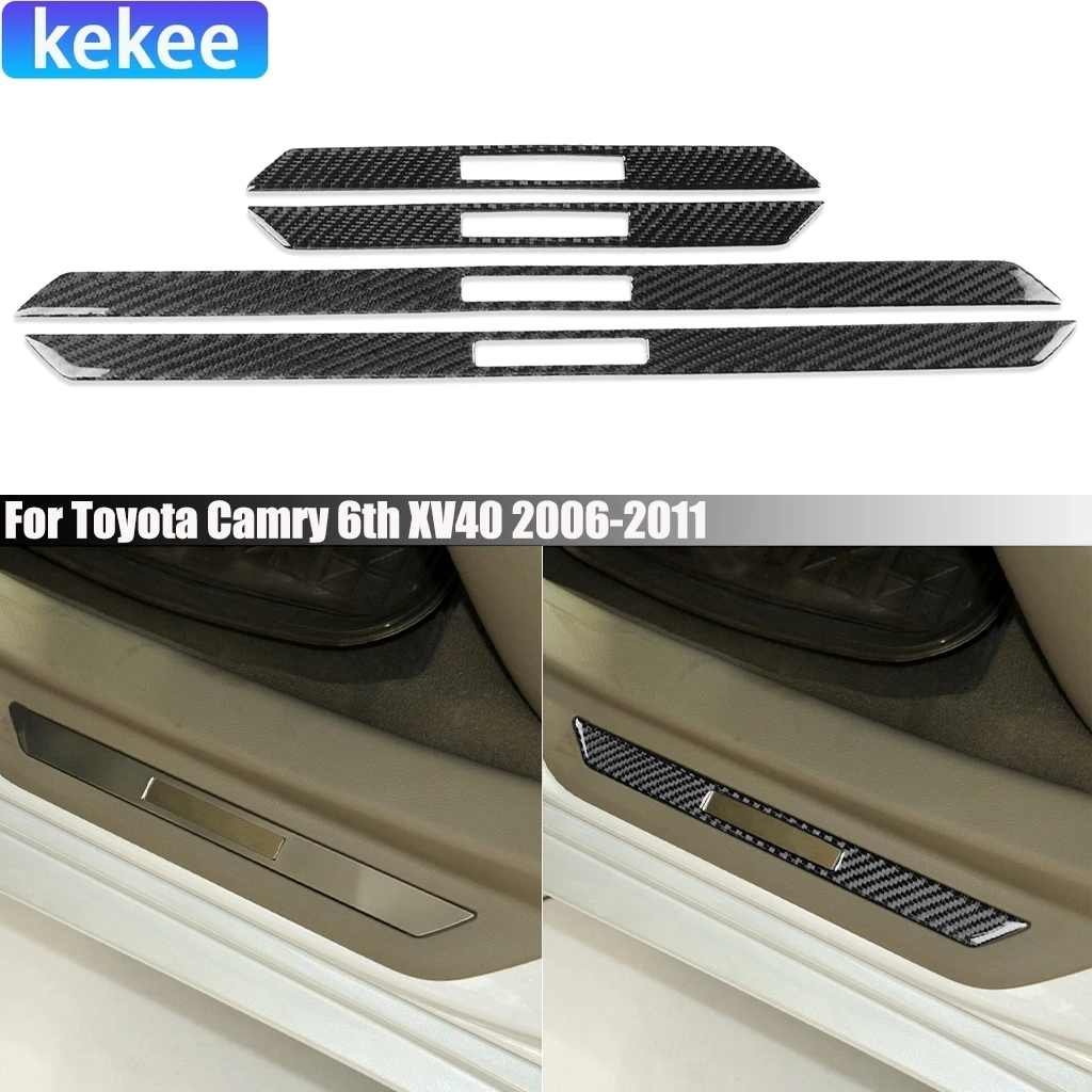 

For Toyota Camry 6th XV40‌ 2006-2011 Carbon Fiber Door Sill Threshold Bar Decorative Exterior Car Accessories Cover Sticker Trim