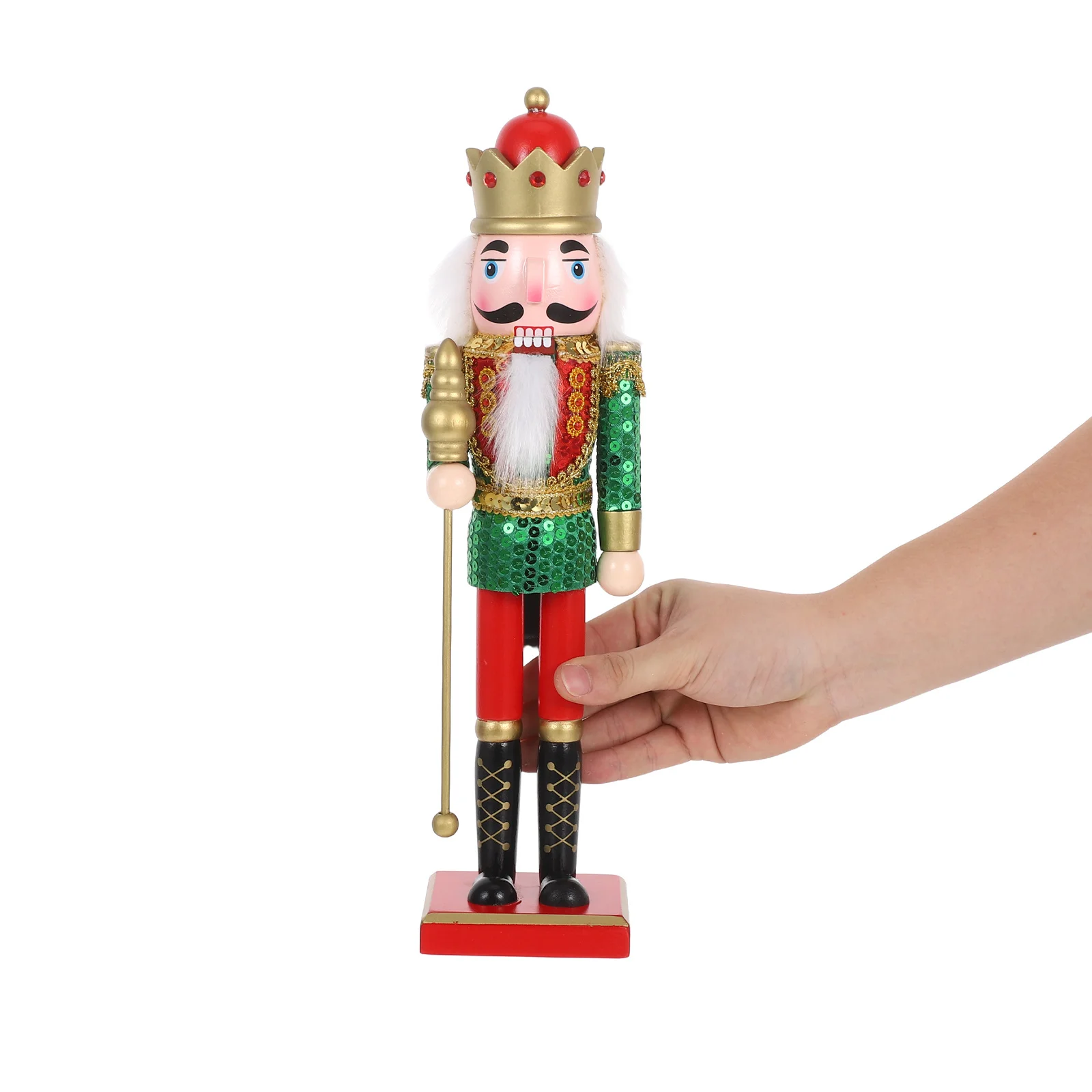 

38Cm Wooden Christmas Nutcracker Decoration Bright Colorful Xmas Puppet Ornament For Tree Tabletop Mantel Holiday Decor