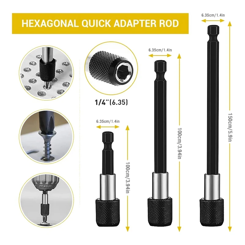 طقم تمديد مثقاب مرن ، ساق عرافة ، ملحق ، مجموعة واحدة ، طقم زاوية سداسية ، 19 قطعة