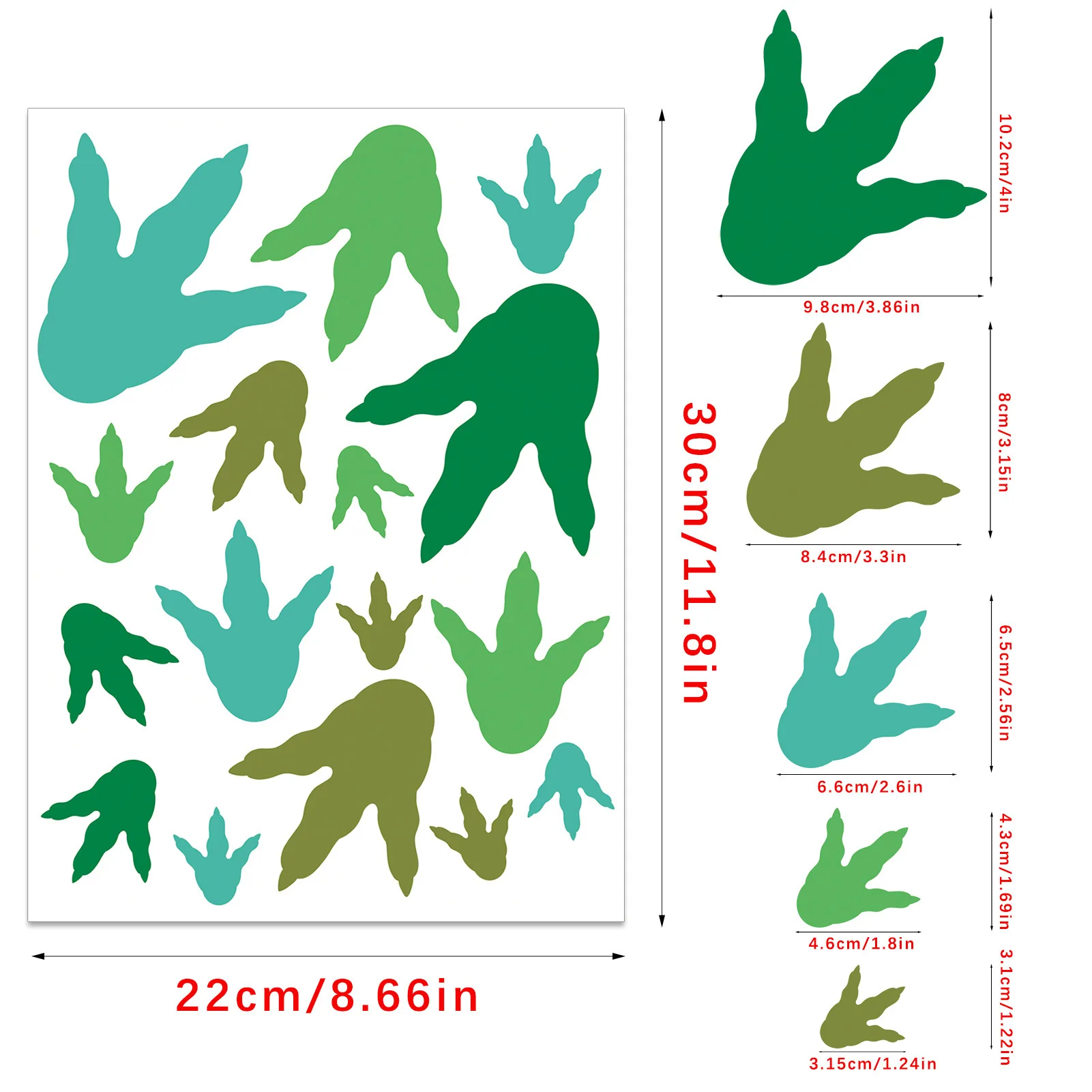 64pcs Dinosaur Footprint  - Easy Peel & Stick, Removable Cartoon Dino Tracks Decals for Floors Dinosaur Toys