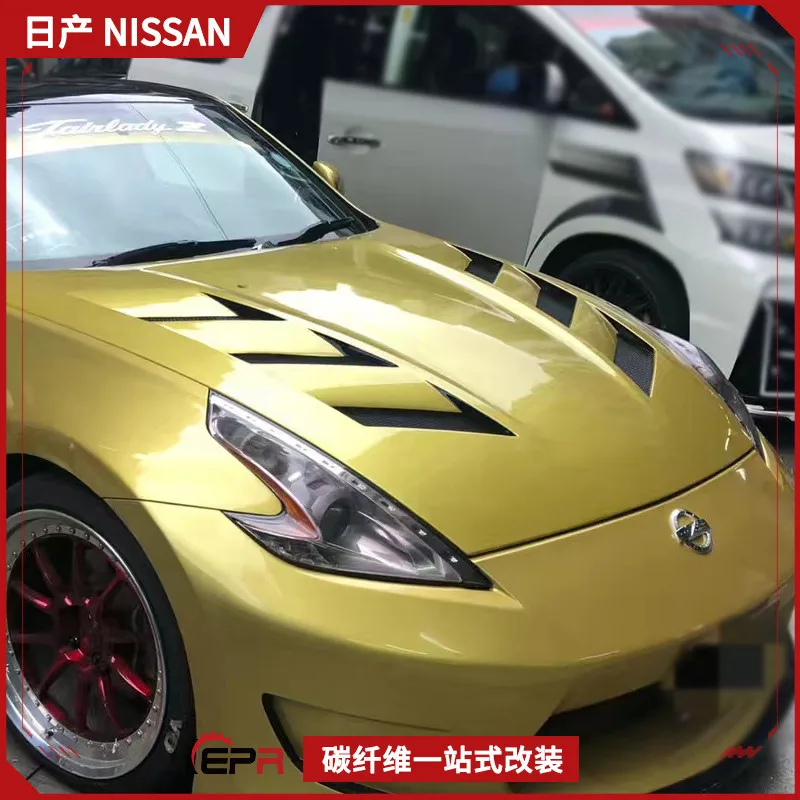

Suitable for Nissan 370Z Carbon Fiber Hood Modification, Demon Z34 Amuse Head Cover, Porous Engine Cover