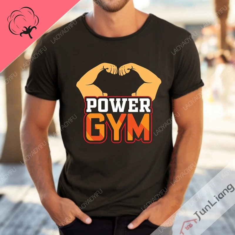 Camisetas masculinas de manga curta Power Gym, Streetwear extragrande, T gráfico, roupas femininas, roupas engraçadas, Y2k