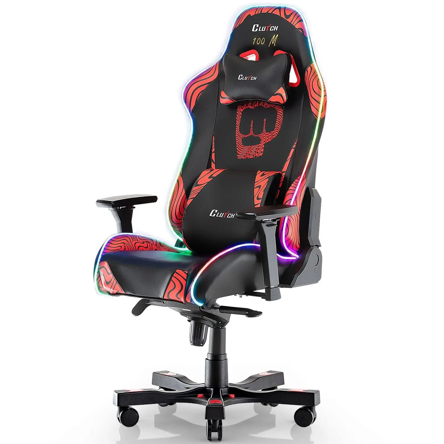 Ergonomic LED Gaming Chair High Back Computer Office Desk Seat with Lumbar Support, Black, Custom