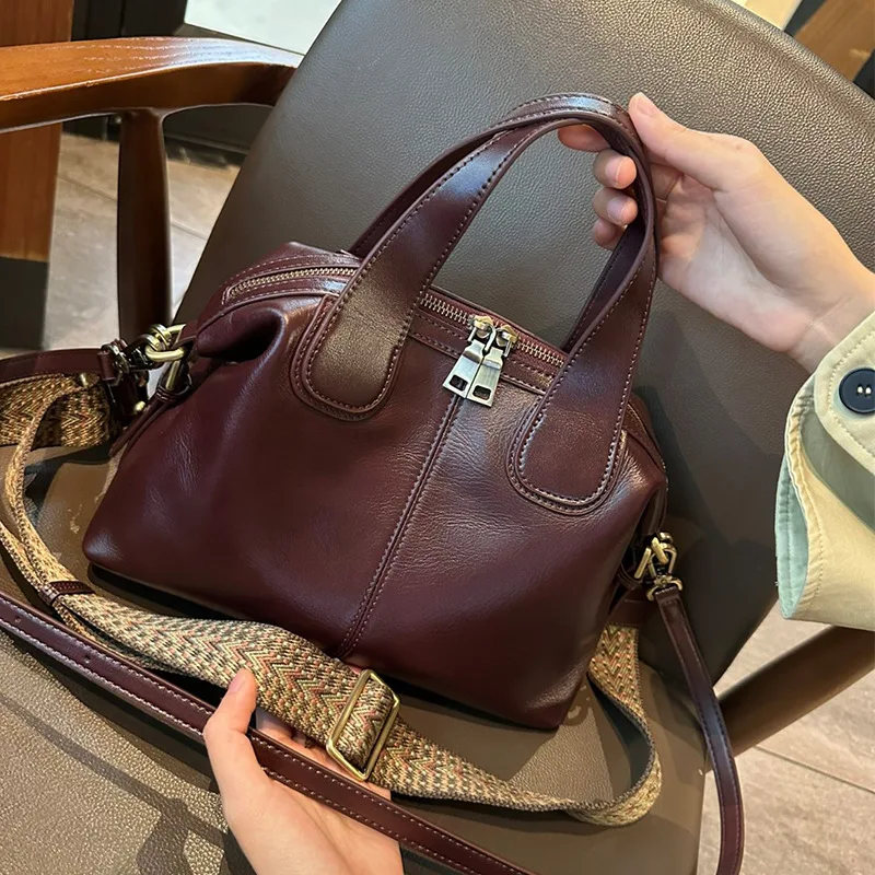 luxury handbags female crossbody bags Vintage Genuine leather women shoulder bag Large capacity soft leather cowhide fashion bag