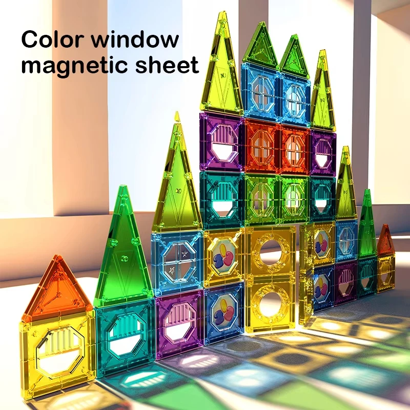 Colorful Window Magnetic Film Children's Intelligence Toys Variety Early Education Magnetic Bar Assembly Building Block Set