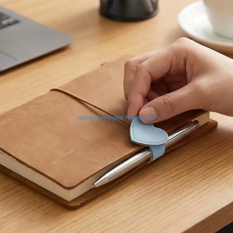 U2JE 2Pcs Multifunctional Leather Bookmarks with Elastic Strap Pen Holders For Notebooks Journal Planner Folder