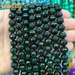 New models Natural Stone Dark Green SandStone Smooth Beads for Jewelry Making Diy headwear Bracelets 15