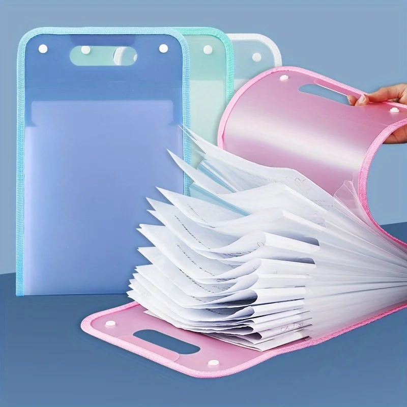 Carpeta de Archivos Expandible A4 con 13 Bolsillos y Asa, Organizador de Documentos Portátil de Plástico