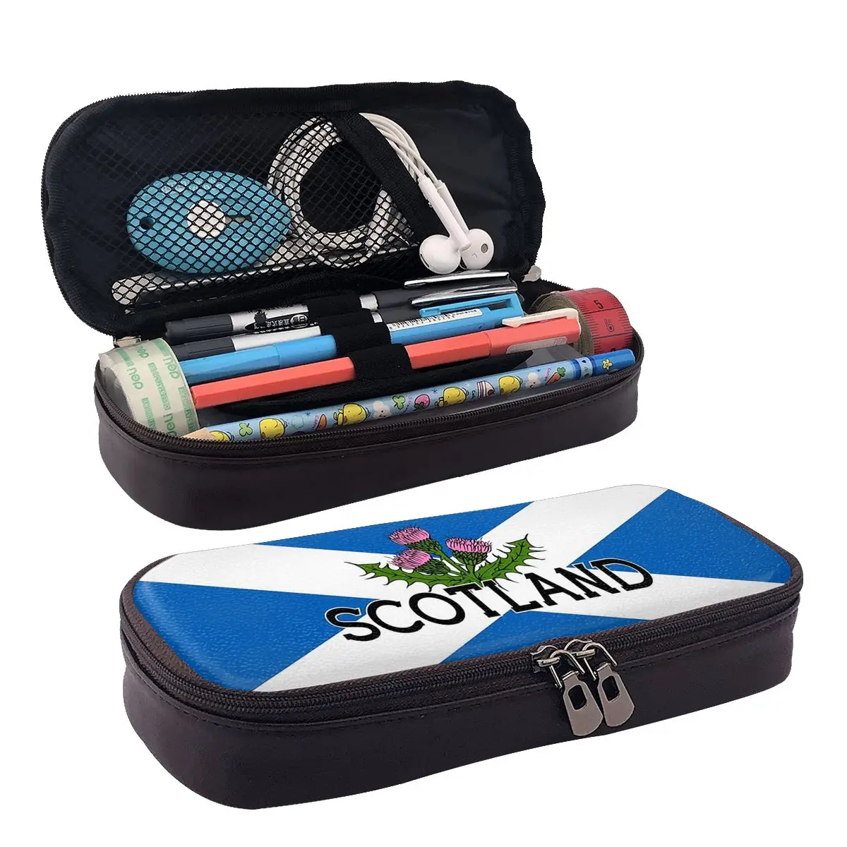 

Шотландии с флагом Сальниса, шотландский кожаный пенал с крестом и броском, коробка для ручек, сумка-карандаш, канцелярские принадлежности