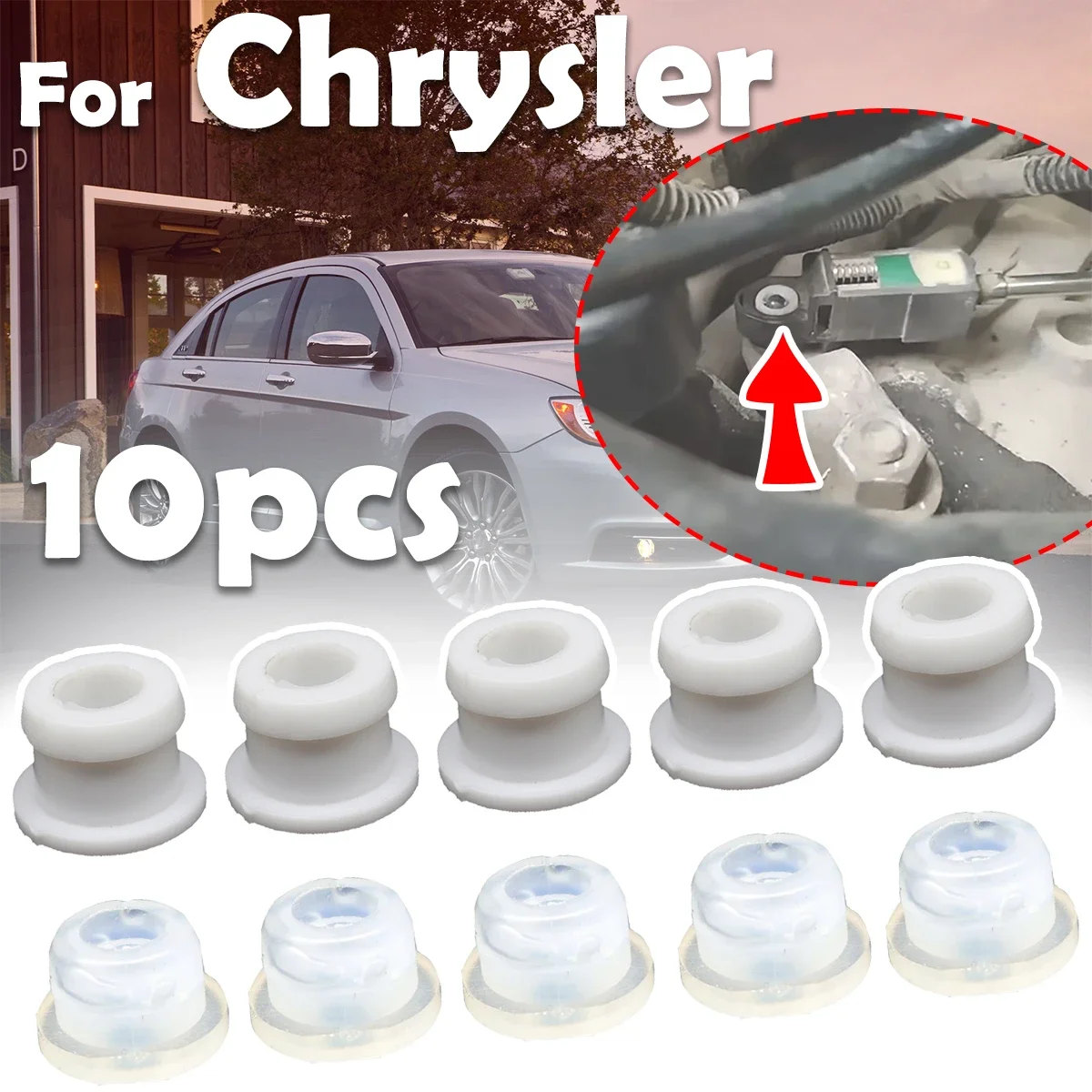 

10X Shifter Cable Bushing For Chrysler 200 300 Pacifica Sebring Town Country AT Gear End Connector Fix Sleeve Grommet Repair Kit