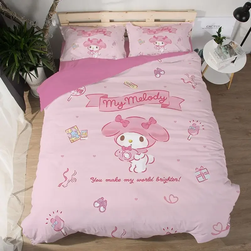 Sanrio series Kuromi Kitty creative cartoon cute four-piece student dormitory single bedding three-piece set can be wholesale