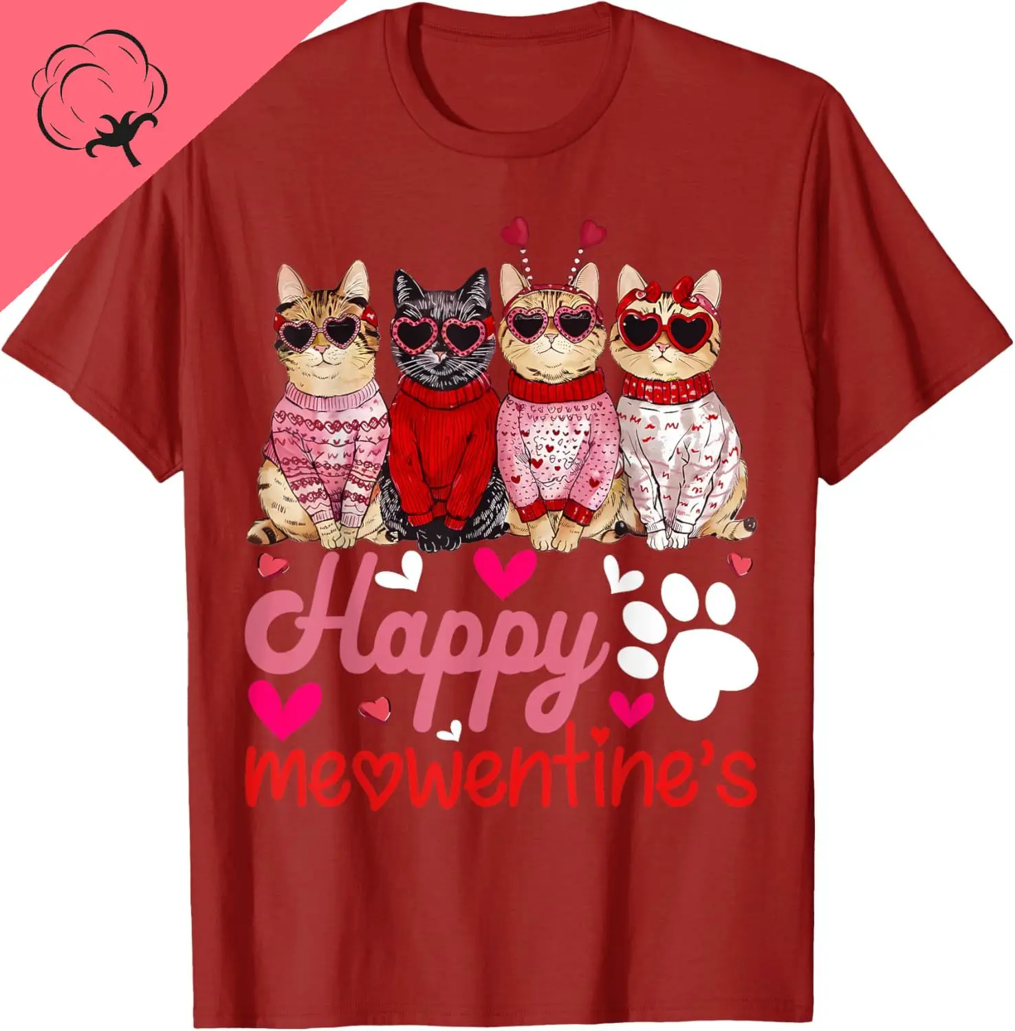 Feliz dia de meowentine engraçado meninas gato dia dos namorados camiseta feminina gráfica impressão sob demanda algodão camisa hombre