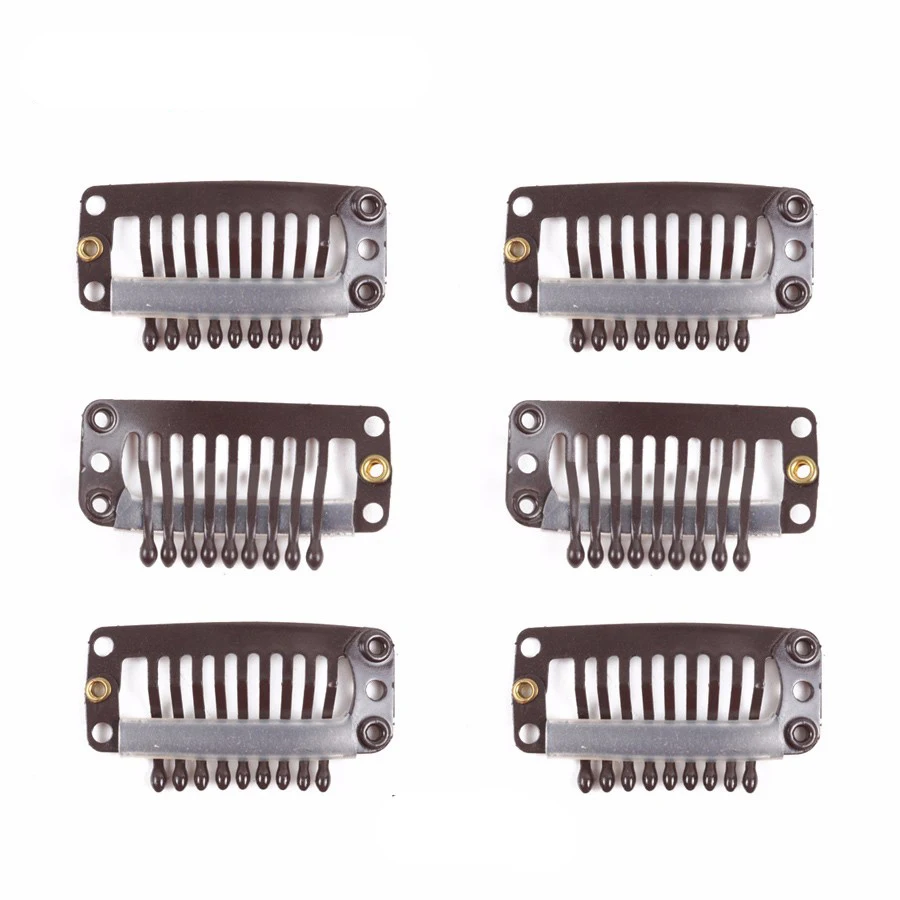 

Free shipping 20pieces/lot Brown 9-teeth Large Hair Clips Wigs Clip hair extension clips hair clips