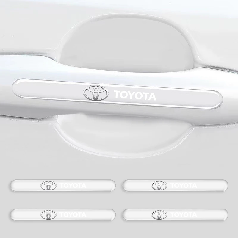

4 шт. прозрачная наклейка на дверную ручку автомобиля, декоративная защитная пленка для Toyota Fortuner Chr Verso Prius Hiace Yaris Trd Corolla