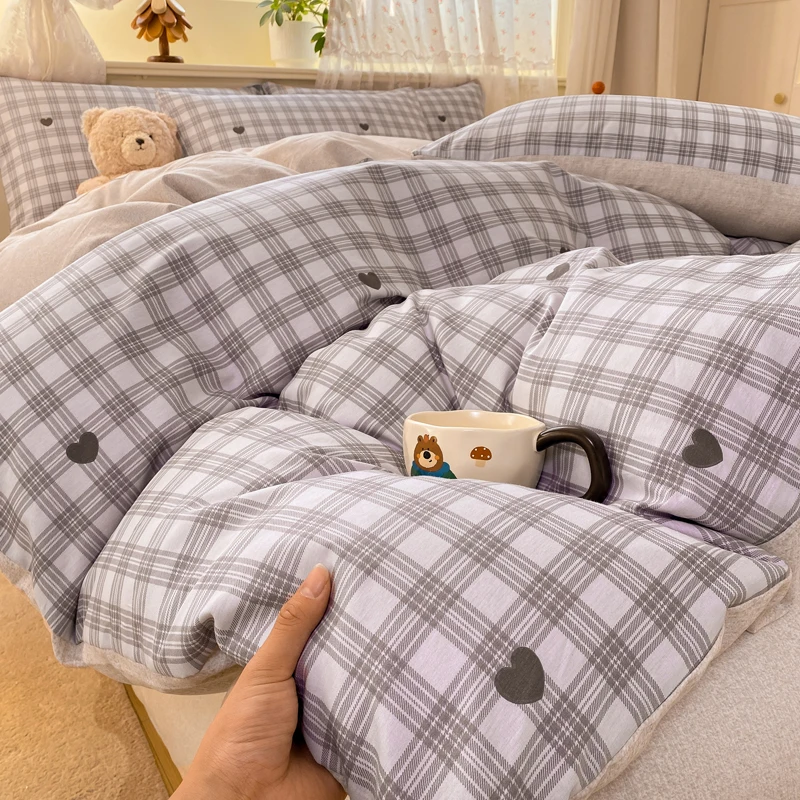 

2026 New Style 12868 All-cotton Pure Cotton Printed Single Quilt Cover Skin-friendly and Breathable Checkered Duvet Cover