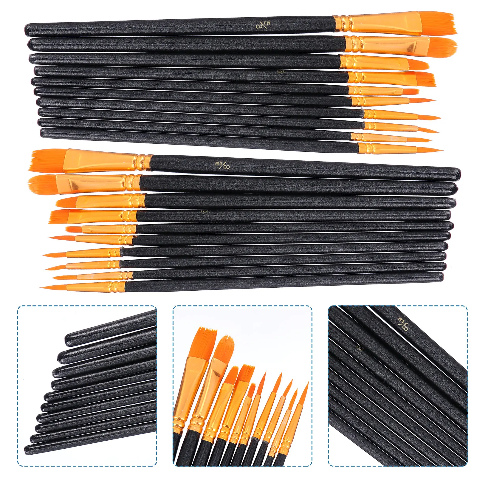 

50pcs Wood Paint Brushes for Kids Drawing Tools Oil Watercolor Set Natural Bristle Painting Projects Children Art