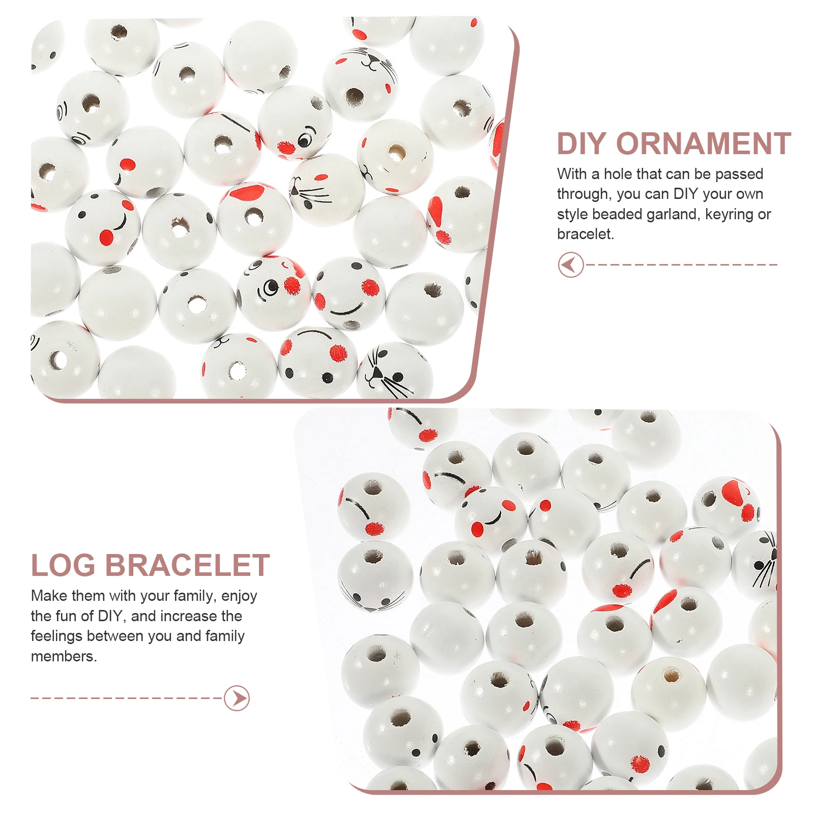 

100pcs Smile Face Wooden Beads Accessories 20mm Smiling Craft Bulk DIY Bead Garland Keyring Bracelet Making Wood