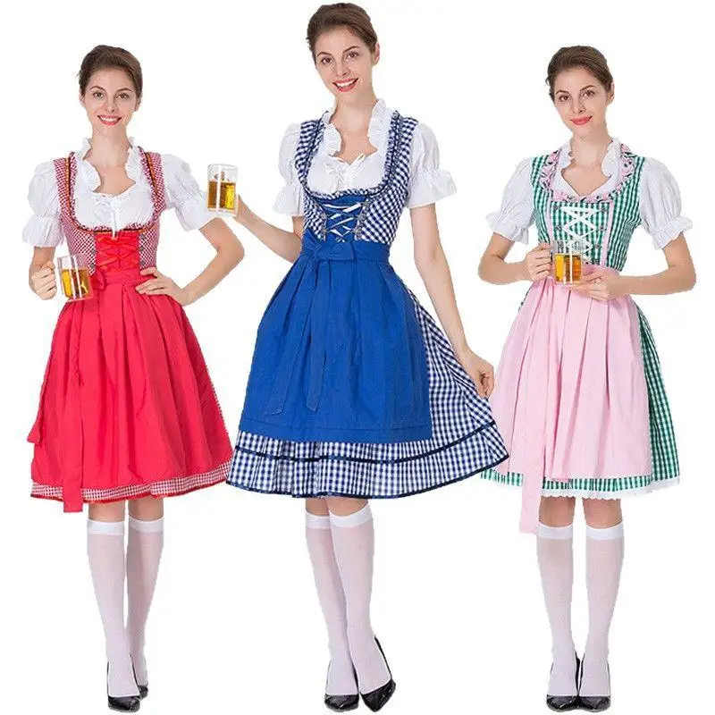 Costume da festival della birra loween Beer Girl Dr un set di gonne scozzesi multicolori Costume da palcoscenico per abbigliamento tradizionale da donna