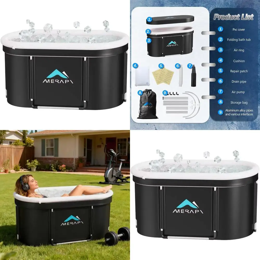 

Большая овальная переносная ванна для ледяных процедур для восстановления спортсменов и терапии мышц дома или на улице с дренажем и подушкой