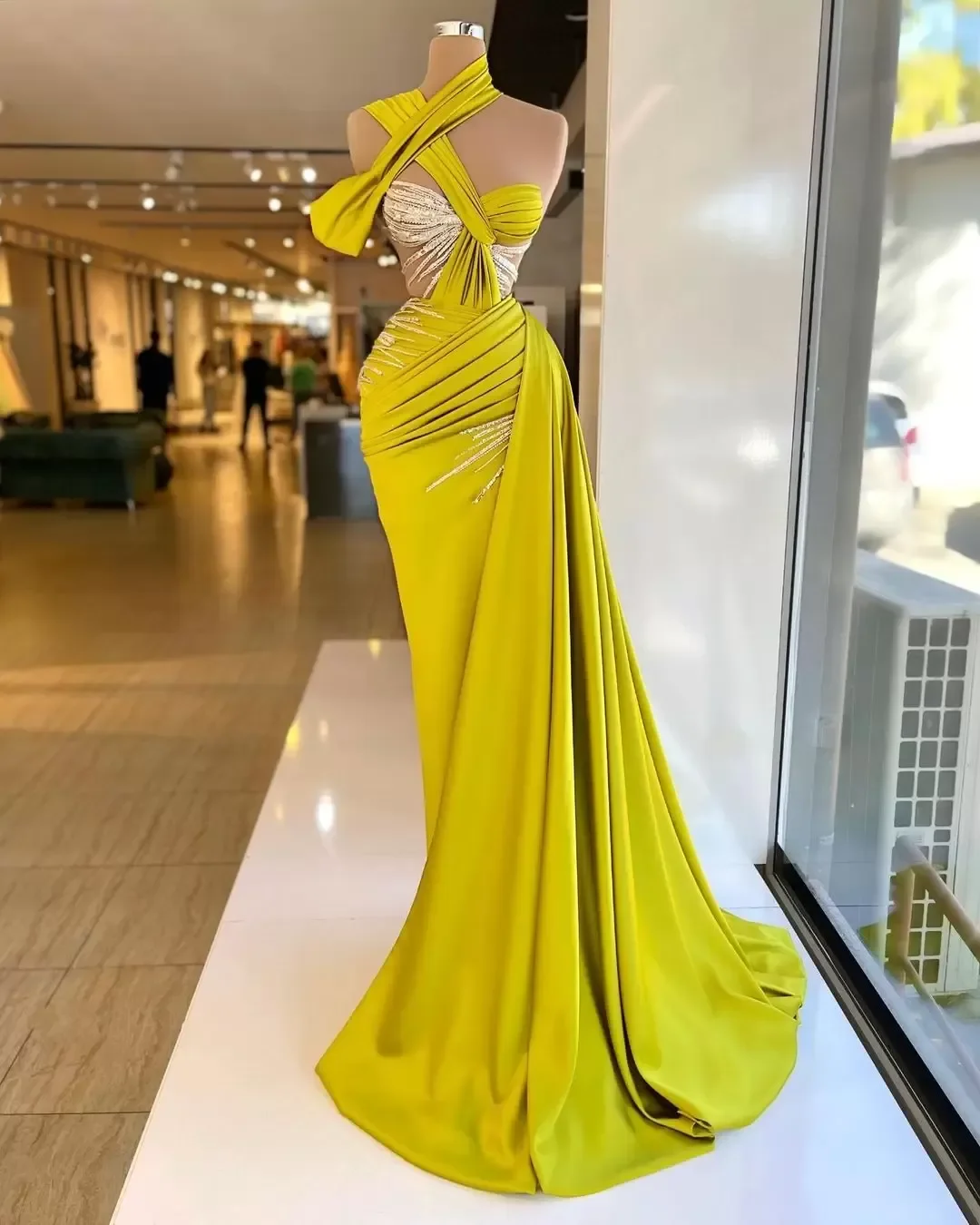 

Simple Dubai Arabic One Shoulder Pleats Prom Dresses Glitter Sequins Celebrity Women Formal Evening Party Gowns вечернее платье