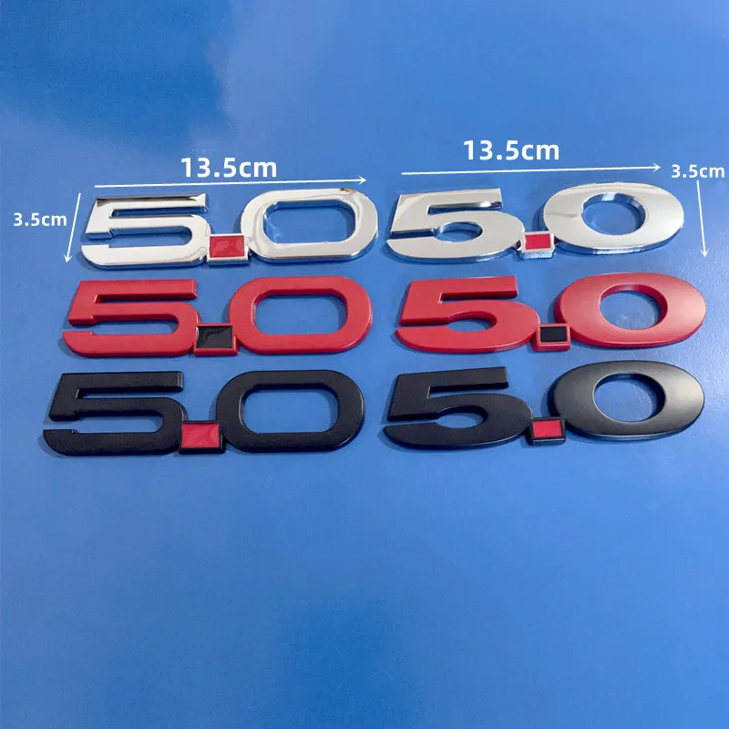 Car Styling Classical 5.0 3D Metal Zinc Alloy Car Grill Badge Body Fender Adhesive Emblem for Ford Mustang GT 5.0 2015 - 2020