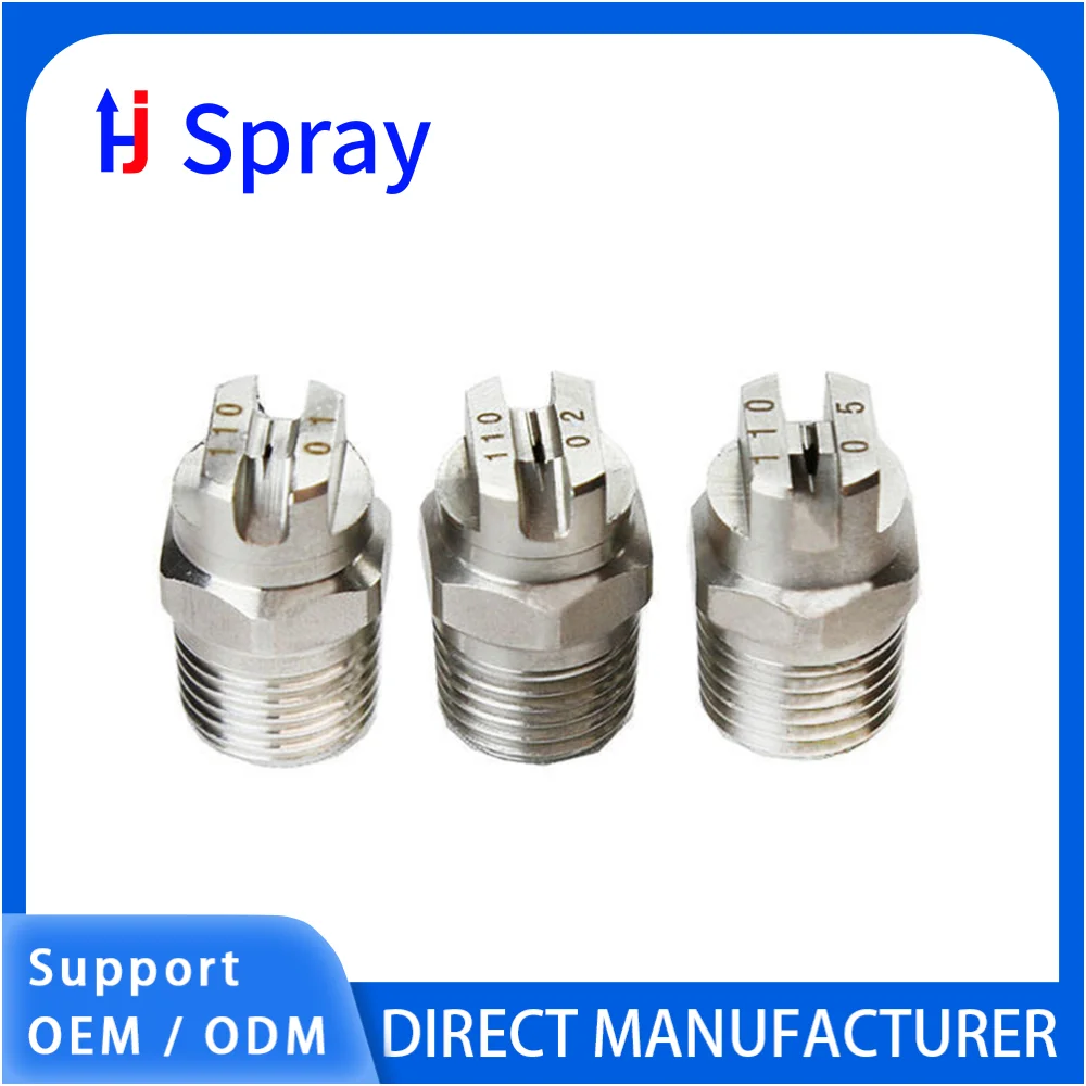 

Huajue OEM/ODM Stainless Steel Flat Fan Nozzle 1/4 Inch BSPT Male Thread HVV Series 110 Degree Spray Angle for Cleaning/Dust
