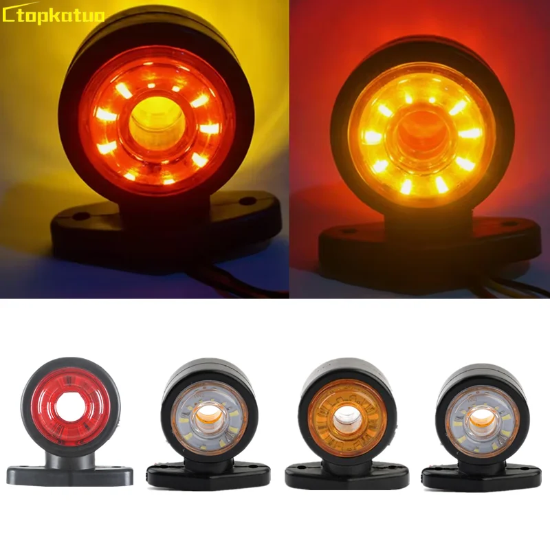 

2PCS Round LED Side Marker Light Trailer Truck Light 12V 24V Double-Sided Turn Signal Lamp Car Position Indicator Lamp
