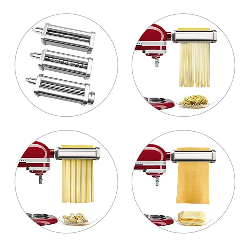 

Noodle Press Kit for Pasta Maker Stainless Steel Pasta Spaghetti Roller Stand Mixer Attachment Kitchen Tool