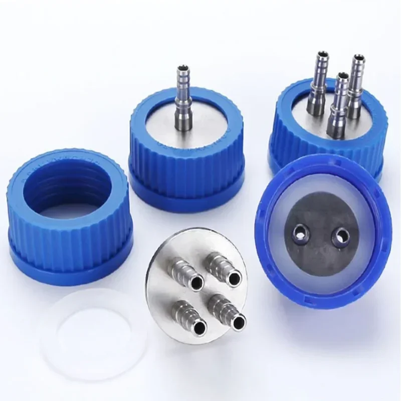 Refill Bottle Cap Reactor Refill Bottle Single Pass Double Pass Cap Stainless Steel Refill Bottle Cap Reagent Bottle Cap GL45