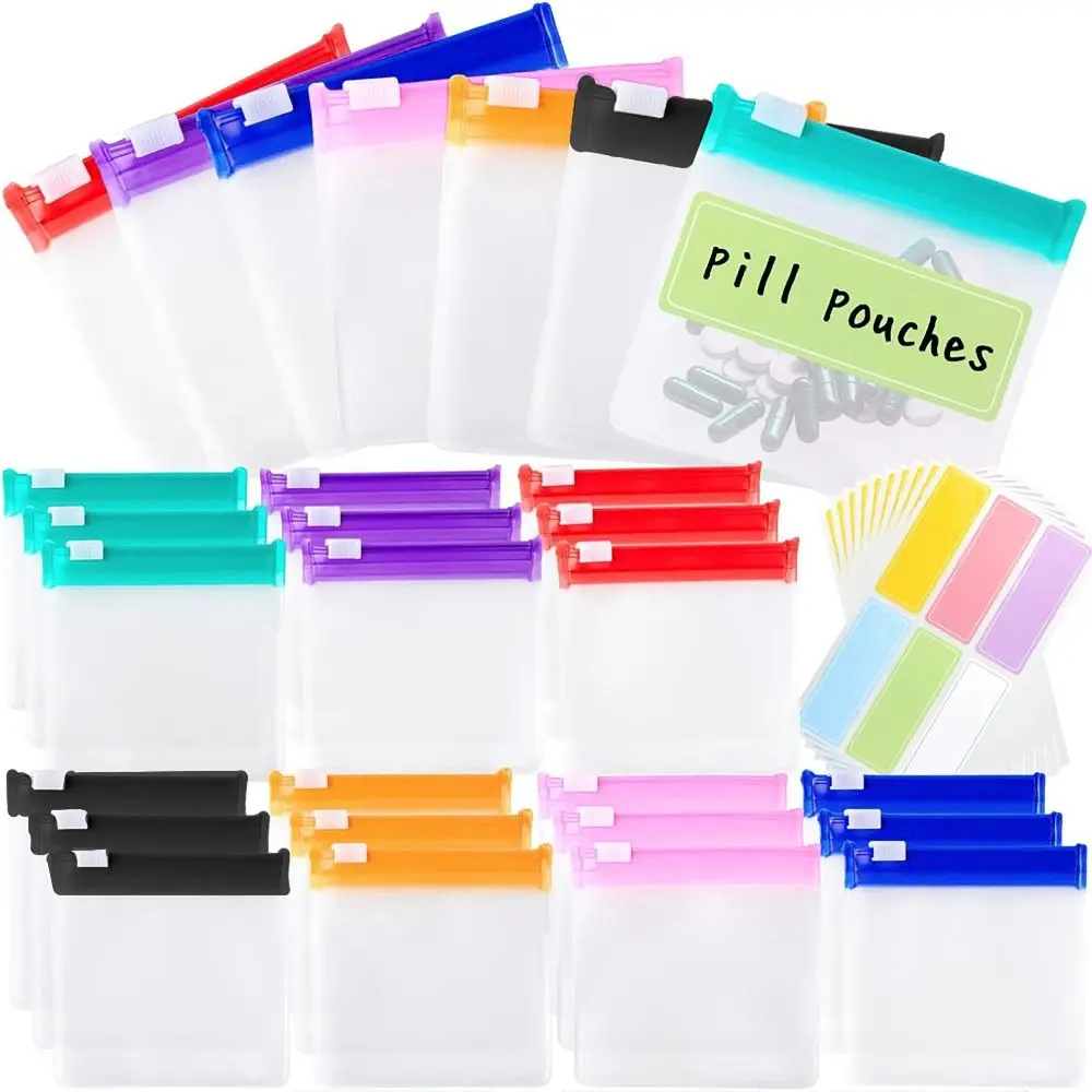 12 pièces/sac, sac auto-scellant multi-usages ​ Sacs à fermeture éclair, sacs à pilules de voyage anti-poussière, emballage cadeau transparent anti-oxydation