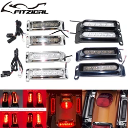 Motorcycle LED Brake Turn Lamps Rear Fender Saddlebag Side Filler Run light For Harley Touring Electra Street Glide FLHTK 14-Up