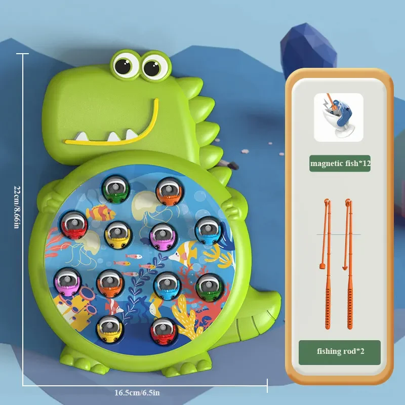 Dinosaur Simple Magnetic Fishing Toys Play Rod Game Toys Child Baby Montessori with Rod Kids Educational Rotating Gift Boy Girls