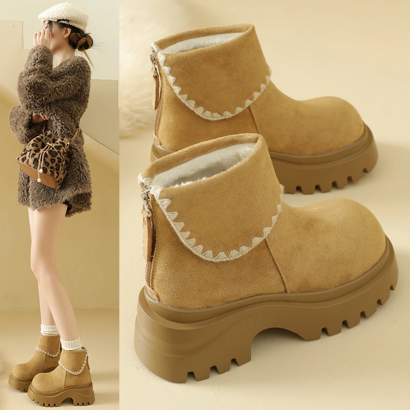 أحدث أحذية الثلوج ذات النعل السميك للنساء أحذية قطنية معزولة عالية الجودة للطقس البارد وحماية الصقيع #2