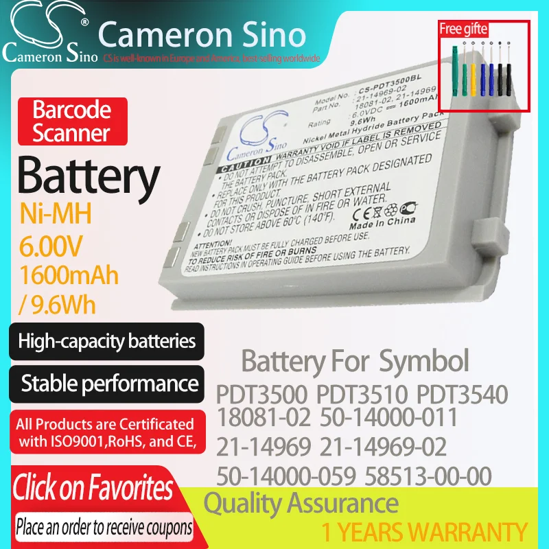 CameronSino Battery for Symbol PDT3500 PDT3510 PDT3540 fits Symbol 50-14000-059 21-14969 21-14969-02 Barcode Scanner battery