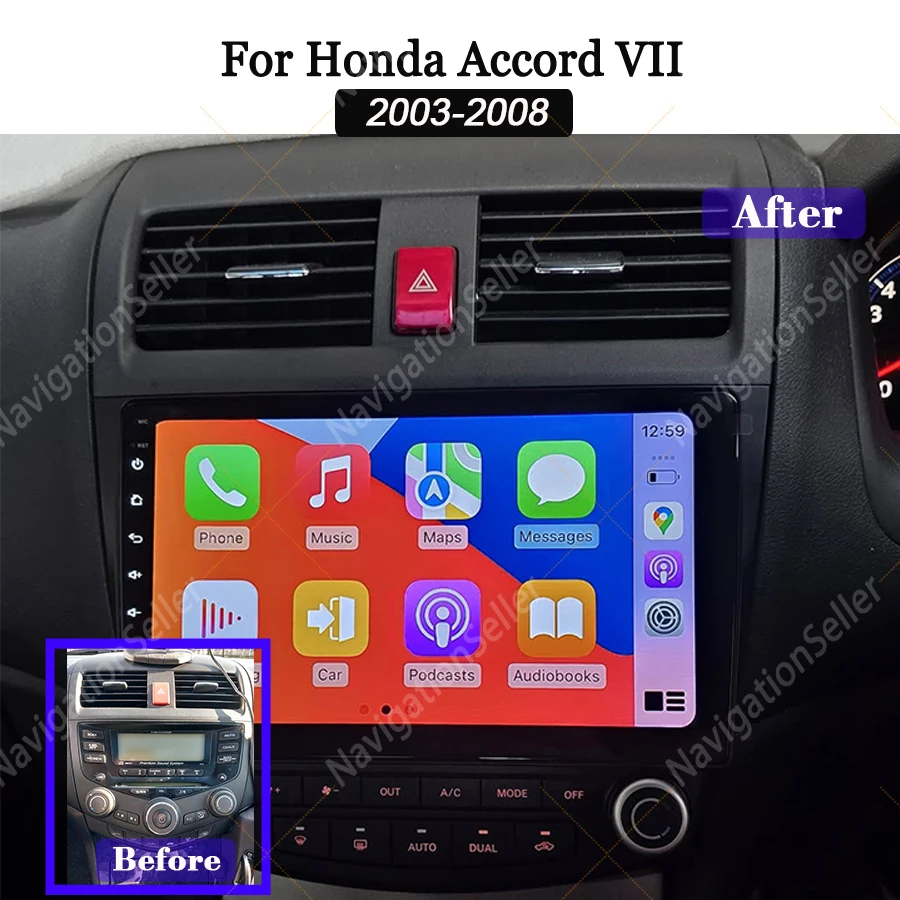 

Android Auto Car Multimedia For Honda Accord 7 VII 2003 2004 2005 2006 2007 2008 Carplay Autoradio Gps Screen Head Unit Spotify
